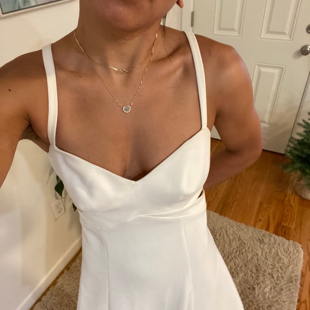 Simple and Elegant White Cutout Dress